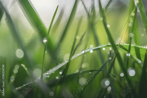 dew drops on grass, generative AI