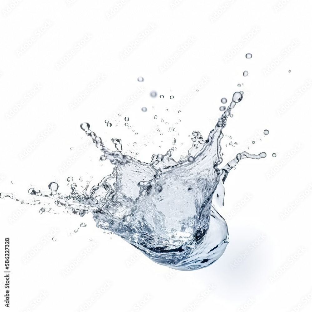 water splash isolated on white background. Generative AI water splash isolated on white background. Generative AI