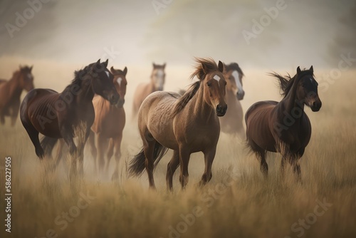 horses running, generative AI
