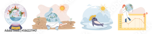 Climate change weather global greenhouse warming risks metaphor concept. Save planet. Compared planet with renewable eco resources consumption global warmings burning alternative. Environment Day