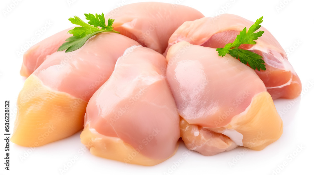 Fresh raw chicken isolated on white Background. Generative AI Fresh raw chicken isolated on white Background. Generative AI