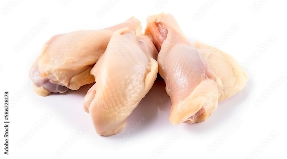 Fresh raw chicken isolated on white Background. Generative AI Fresh raw chicken isolated on white Background. Generative AI