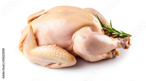 Fresh raw chicken isolated on white Background. Generative AI