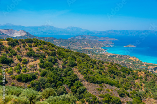 Panorama view of Mirabello bay at Greek island Crete photo