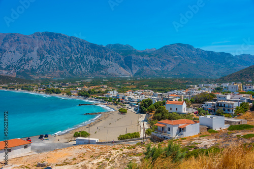 Panorama view of Pachia Ammos village at Crete island of Greece photo