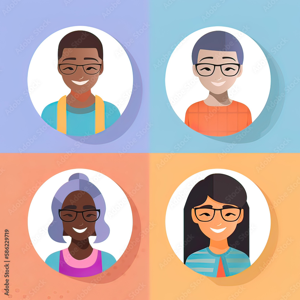 Cartoon style avatar. Diversity people. Generative ai Cartoon style avatar. Diversity people. Generative ai