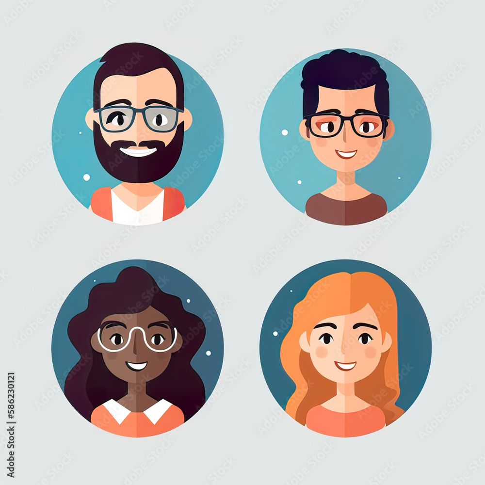 Cartoon style avatar. Diversity people. Generative ai Cartoon style avatar. Diversity people. Generative ai