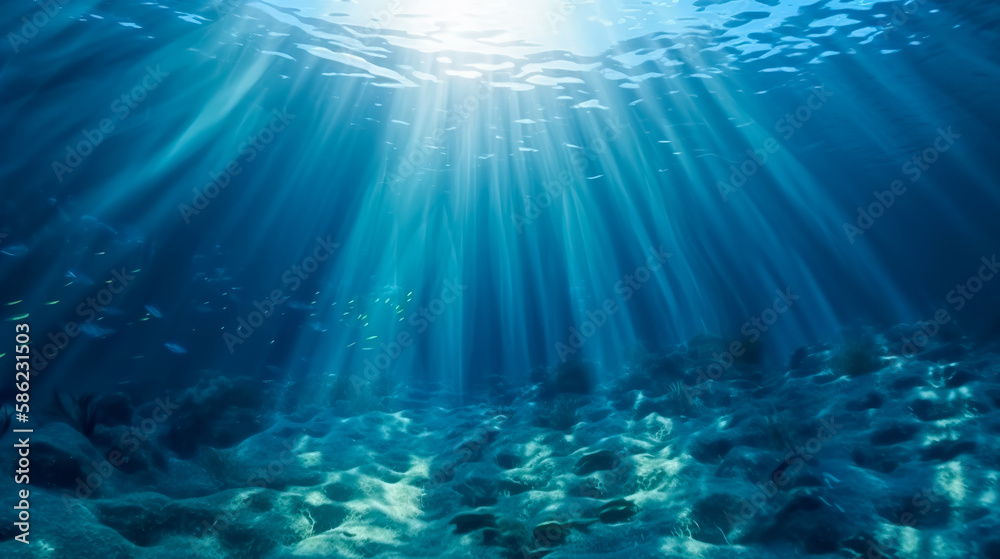 Sea deep or ocean underwater with coral reef as a background. Generative AI Sea deep or ocean underwater with coral reef as a background. Generative AI