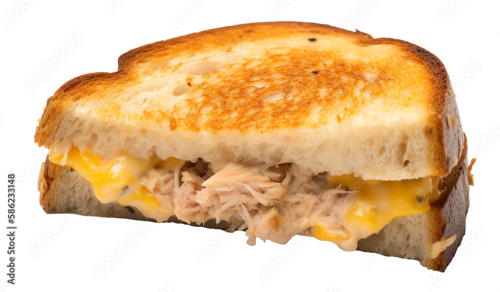 tuna melt sandwich isolated on a transparent background