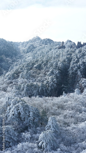 The beautiful frozen mountains view coverd by the white snow and ice in winter