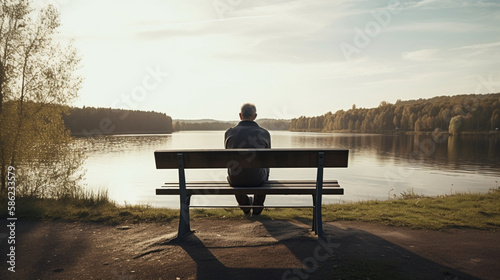 man sitting on bench