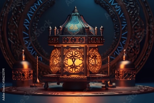 Ramadan kareem Decoration Islamic greetings,beautiful design background Illustration. AI Generated 