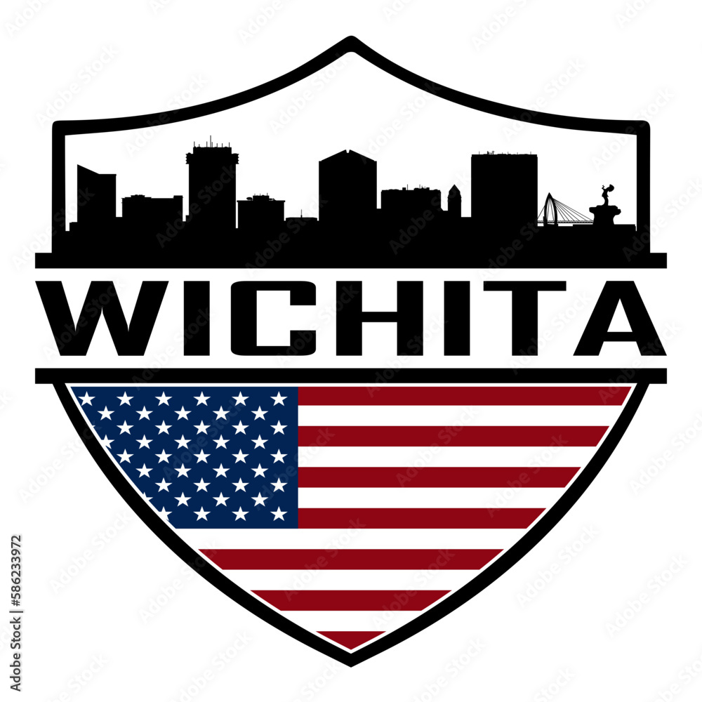 Wichita Kansas USA Skyline Silhouette Sunset Travel Souvenir Sticker