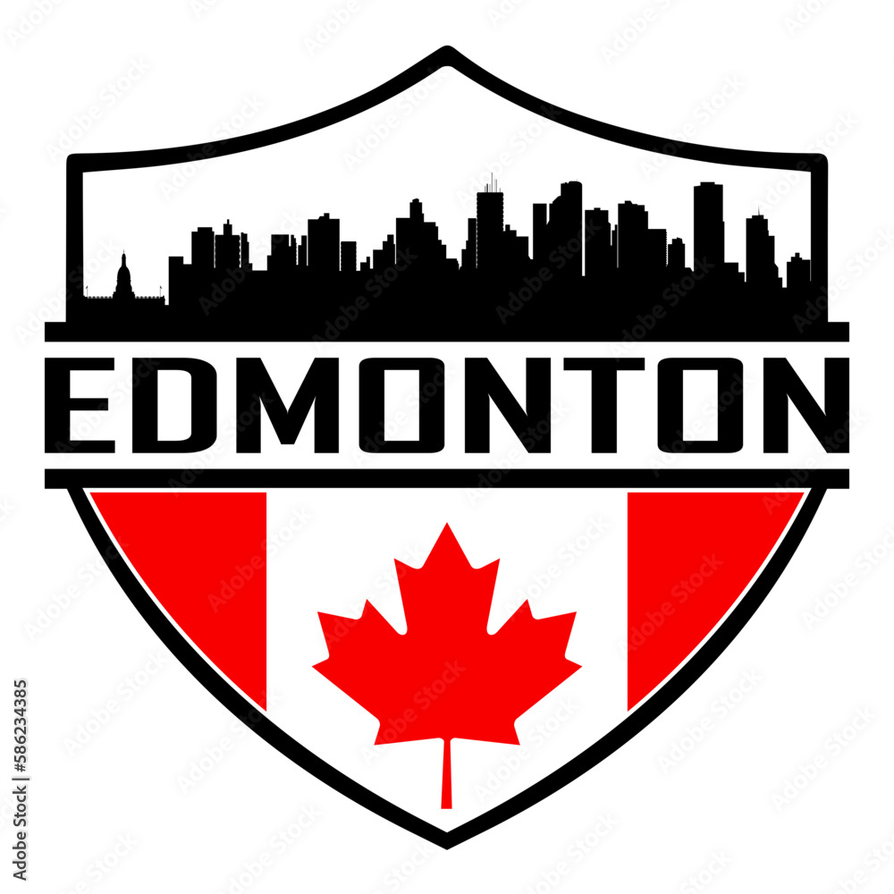 Edmonton Canada Skyline Silhouette Sunset Travel Souvenir Sticker Logo
