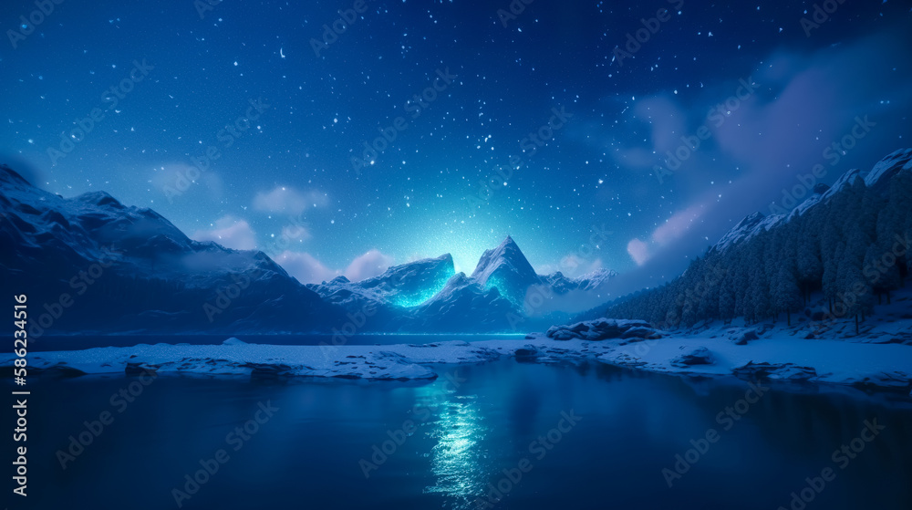 Wee Blue Coo Grußkarte „Nordlichter“ – Hochwertige Geburtstagskarte Mit Winterlandschaft, 12,5 X 17,5 Cm