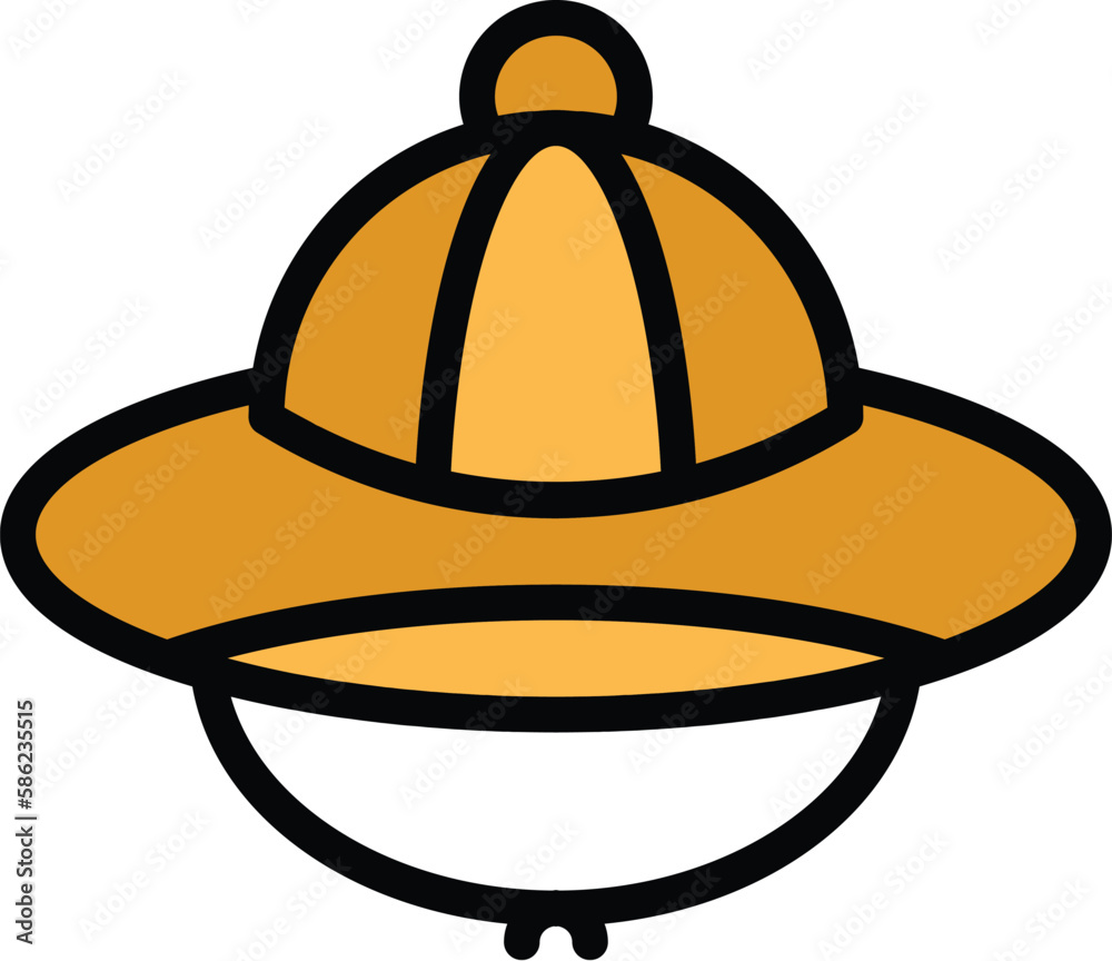 Safari hat icon. Outline Safari hat vector icon for web design isolated on white background color flat Safari hat icon. Outline Safari hat vector icon for web design isolated on white background color flat