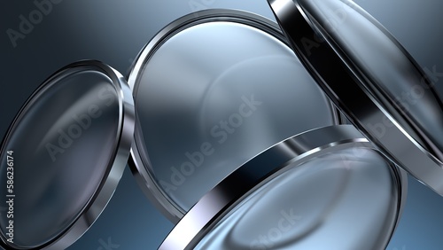 Wallpaper Mural transparent blue perspective frosted lens with metal frame abstract delicate and atmospheric Elegant and Modern 3d rendering background material Torontodigital.ca