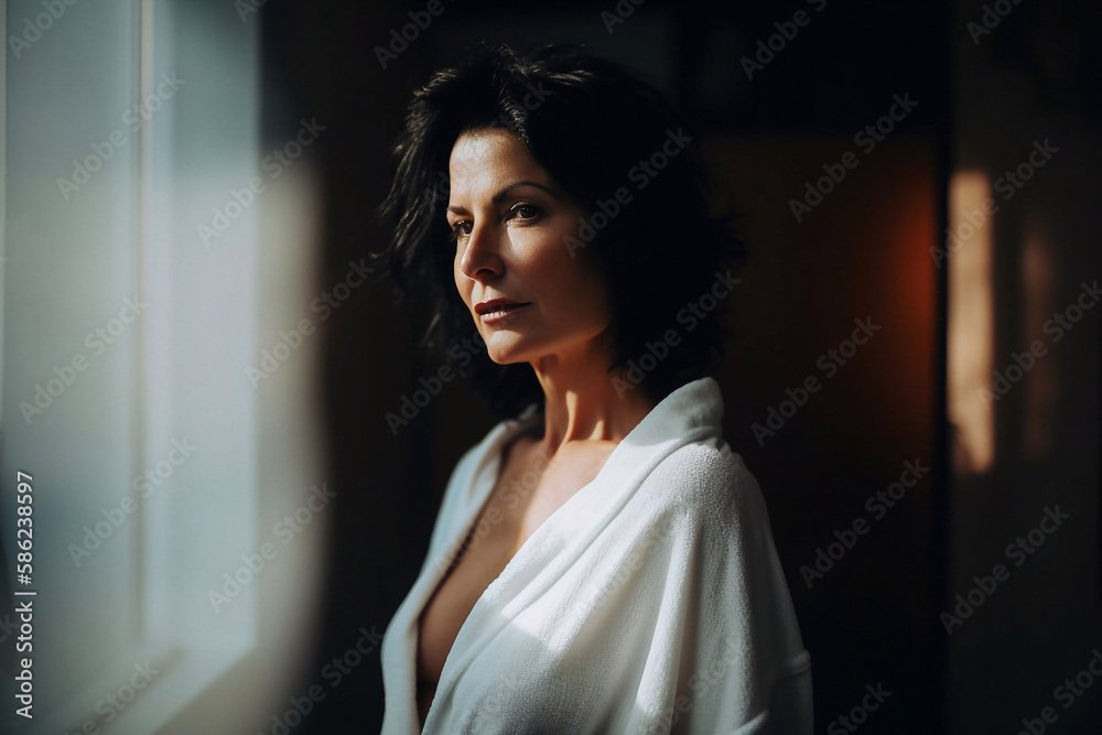 Portrait of beautiful 50-year-old woman. Generative AI Portrait of beautiful 50-year-old woman. Generative AI