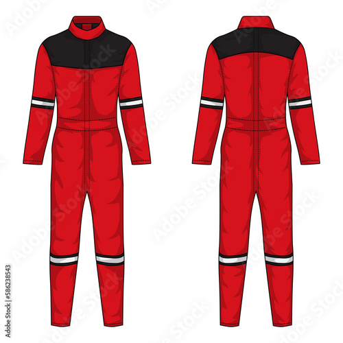 Black red construction wearpack mockup front and back view