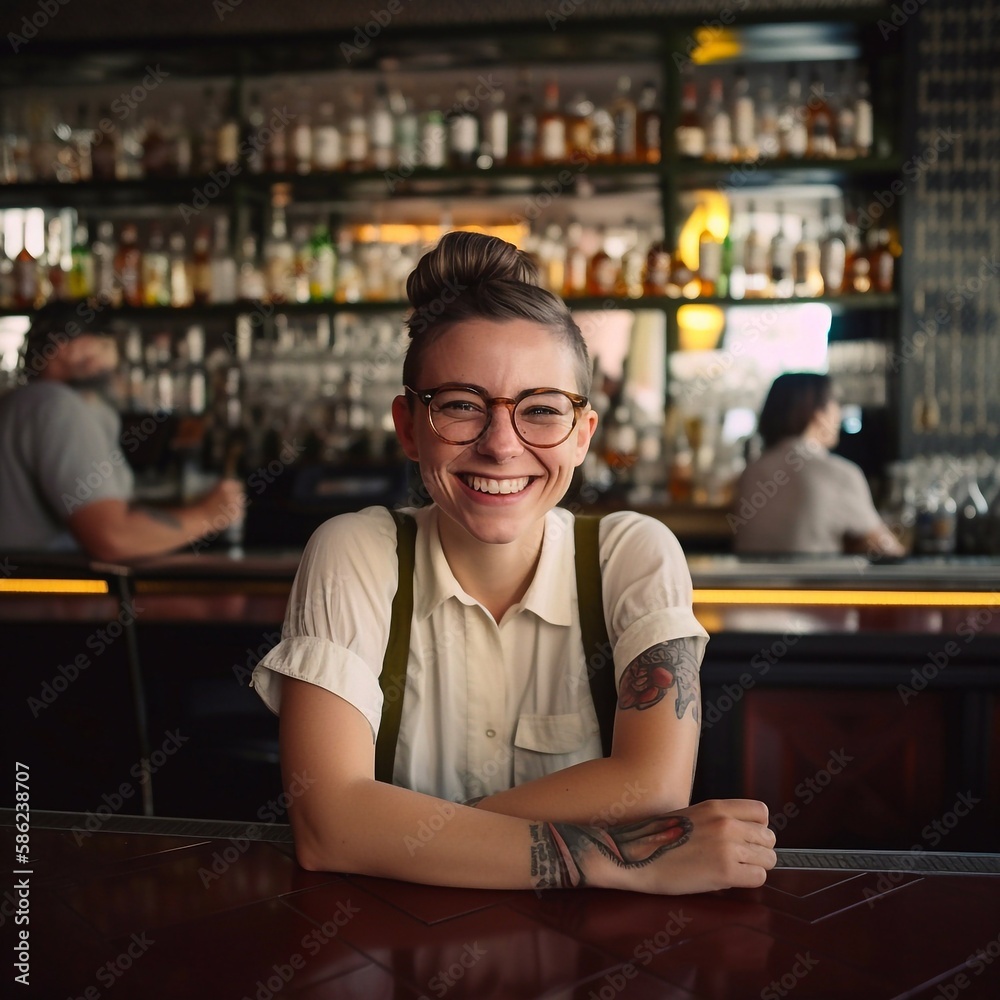 Fototapeta premium Waitress at the restaurant. Generative AI