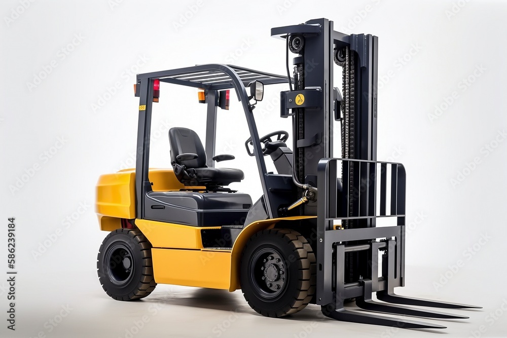 Isolated Forklift on White Background.