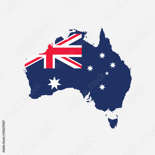 Map and flag of Australia coutry national emblem graphic element Illustration template design
