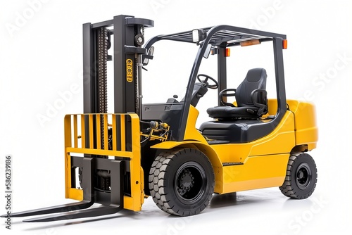 Isolated Forklift on White Background, Generative AI