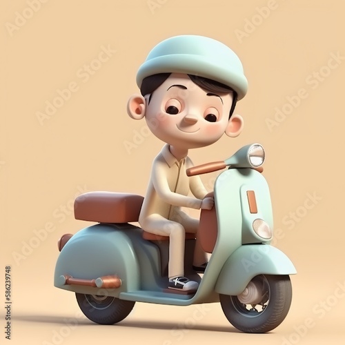 3d italian character on scooter