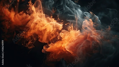 Fire flames texture on isolated black background. Perfect texture overlays for copy space. Generative Ai