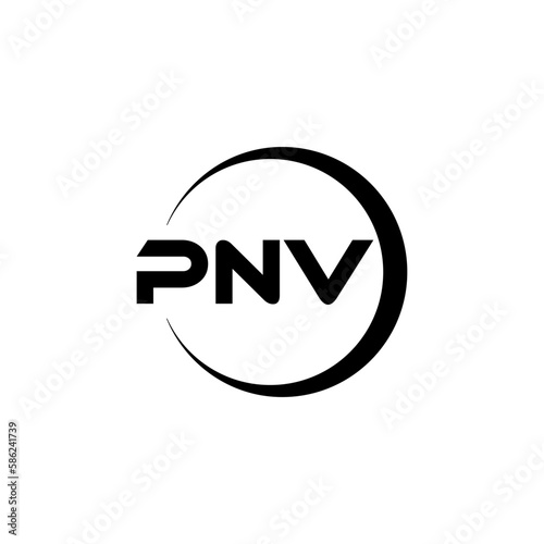 PNV letter logo design with white background in illustrator, cube logo, vector logo, modern alphabet font overlap style. calligraphy designs for logo, Poster, Invitation, etc. photo