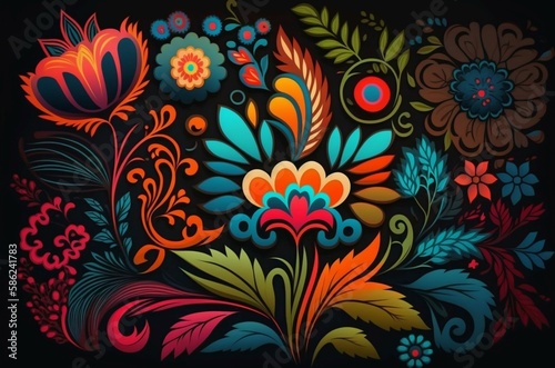 polish traditional pattern wallpaper, background, graphic, ai generated