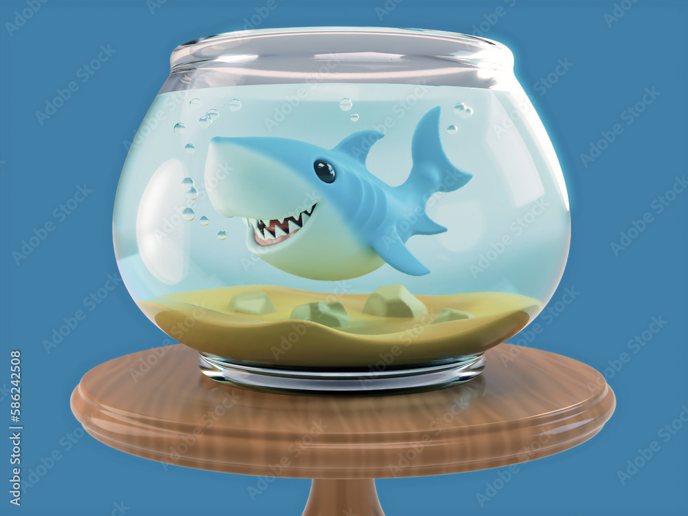 Shark in a fishbowl illustration Stock Illustration Adobe Stock