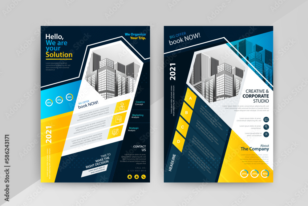 The Power of Advertising. Blue and yellow annual report brochure flyer ...