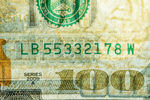 details of a genuine American banknote with a face value of 100