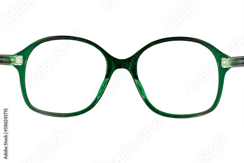 Grüne Lesebrille isoliert auf weissem Hintergrund