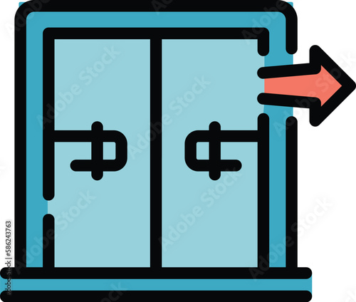 Evacuation pull doors icon. Outline Evacuation pull doors vector icon for web design isolated on white background color flat