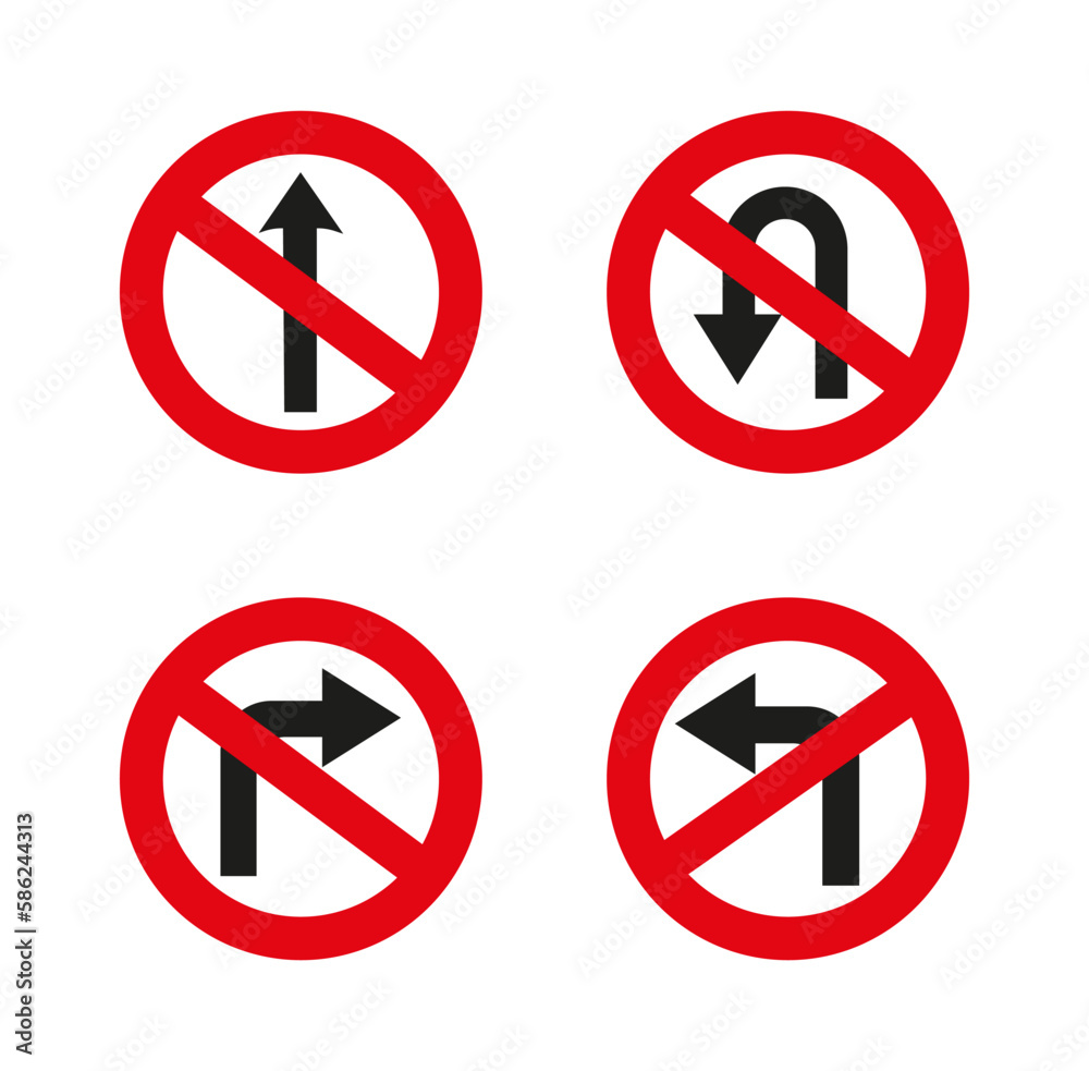 Prohibited directions on the road. Vector graphics. Prohibited directions on the road. Vector graphics.