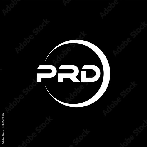 PRD letter logo design with black background in illustrator, cube logo, vector logo, modern alphabet font overlap style. calligraphy designs for logo, Poster, Invitation, etc.