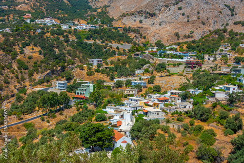 Sunny day at a mountain village at Greek island Crete