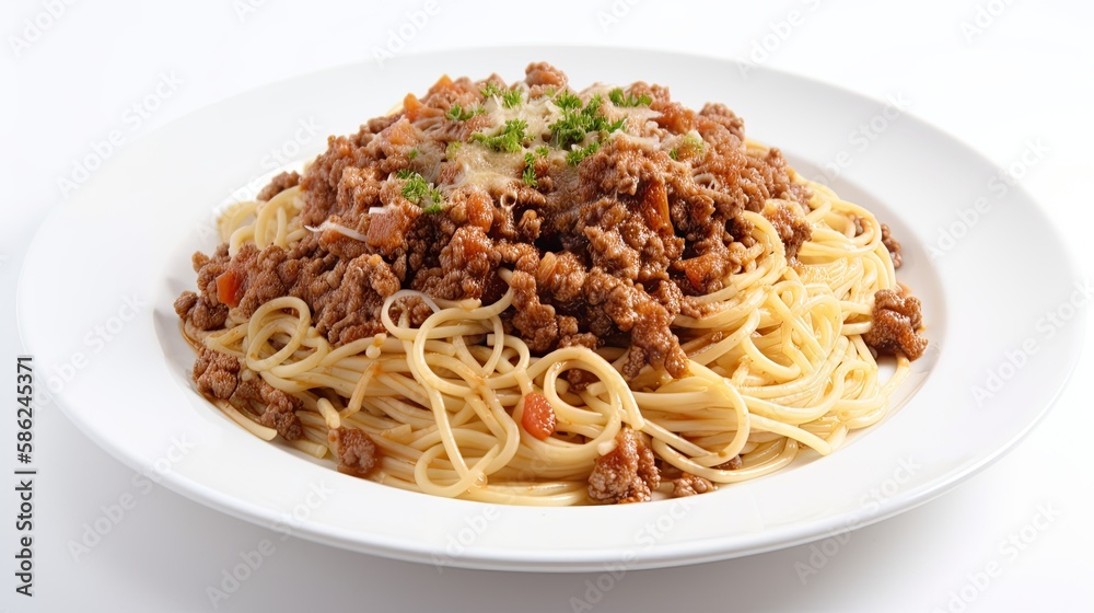 Tantalizing Italian Bolognese Spaghetti - Perfectly Suited for a Perfect Dinner Dish on a White Background, Generative AI