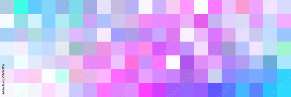 Web banner Mosaic colorful abstract background, pink, blue, purple, turquoise tones