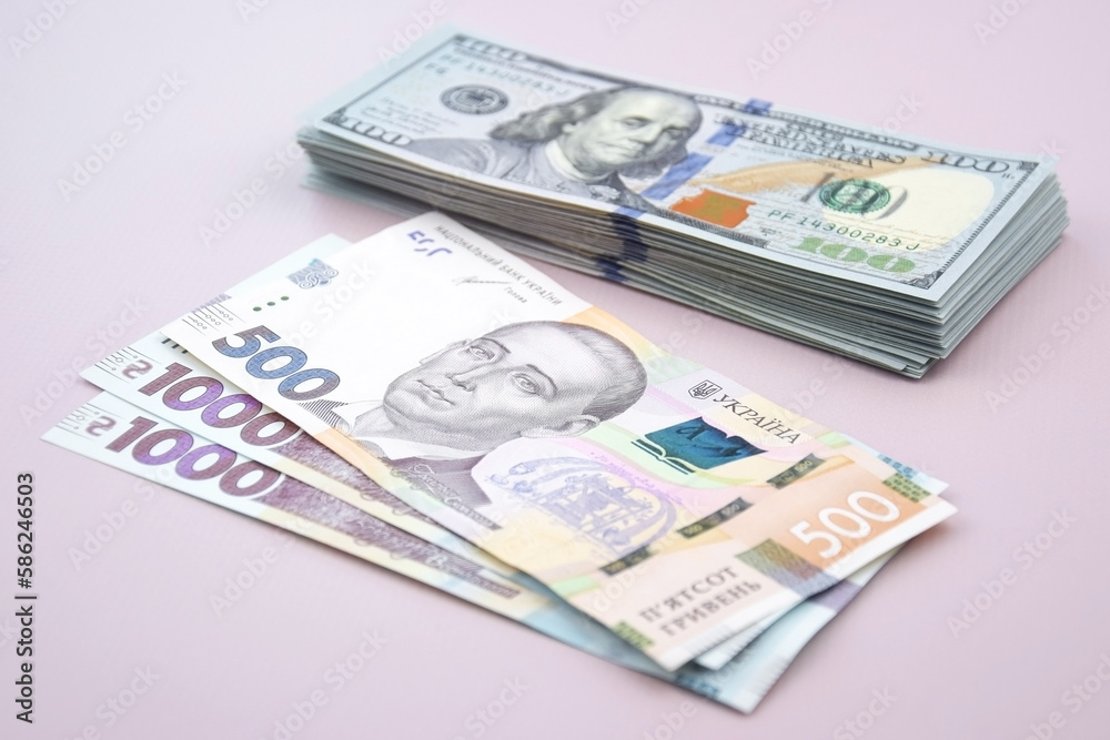 American dollars and Ukrainian hryvnia. The concept of the exchange rate. American dollars and Ukrainian hryvnia. The concept of the exchange rate.