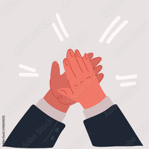 Vector illustration of clapping hands. Applauding people, appreciation and congratulation, encouragement concept. Applause, bravo by high five, success