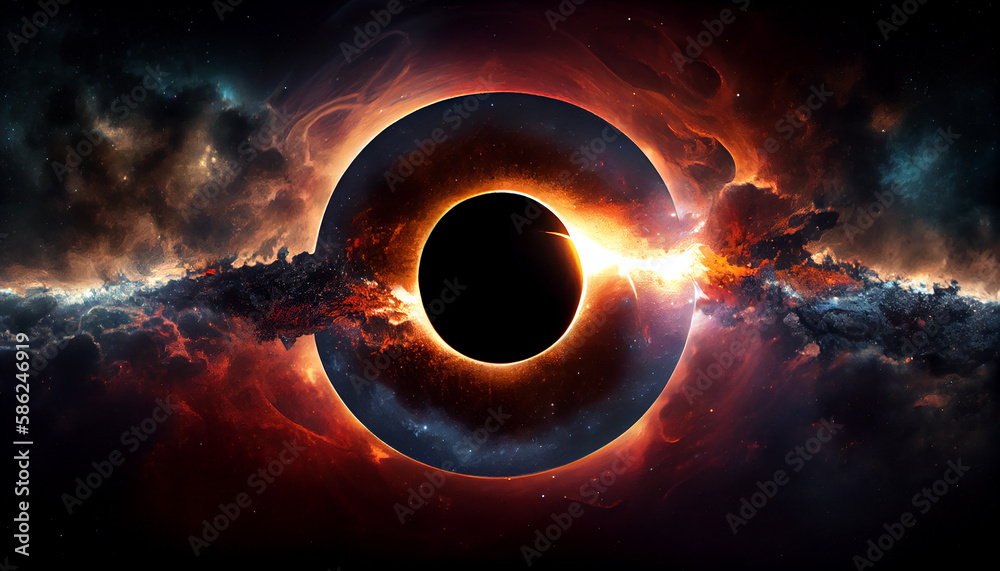 Eclipse in the galaxy, black hole, space, neo light Ai generated image  Stock Illustration | Adobe Stock