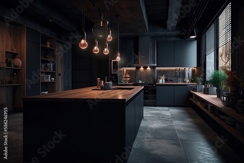 Brown kitchen unit Generative_AI © midart