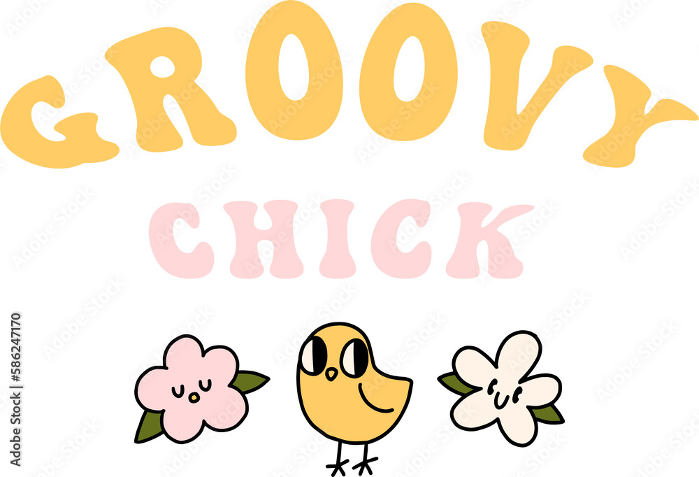 Groovy y2k retro easter holiday funny party print lettering template. Groovy chick. Happy easter phrase design. Isolated on transparent background. PNG illustration Groovy y2k retro easter holiday funny party print lettering template. Groovy chick. Happy easter phrase design. Isolated on transparent background. PNG illustration