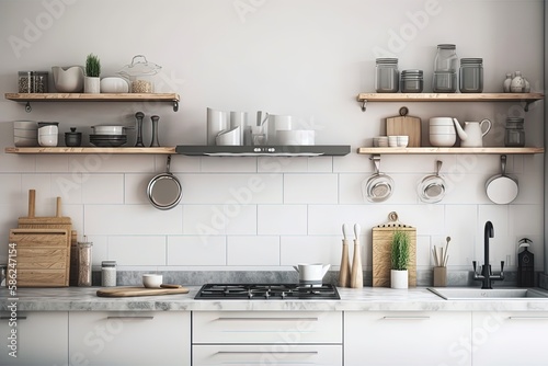 Contemporary kitchen background with blank space for a text Generative AI