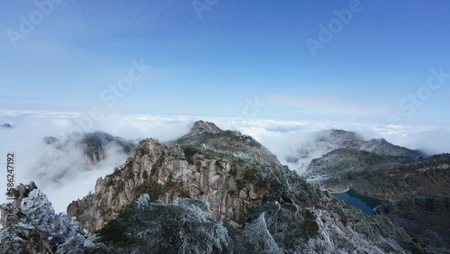 The beautiful frozen mountains view coverd by the white snow and ice in winter