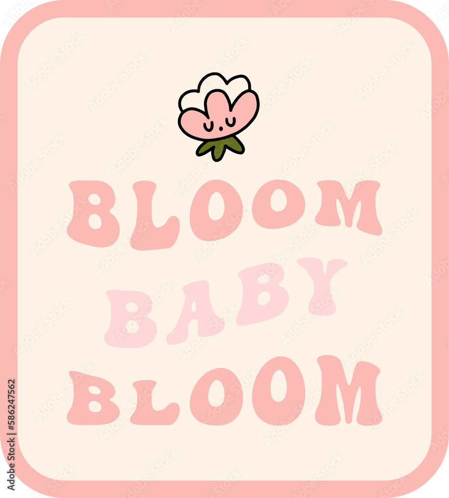 Groovy y2k retro flower summer and spring season party sticker. Happy and fun floral sticker design png template. Isolated illustration on transparent background