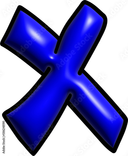 3d blue graffiti letter X